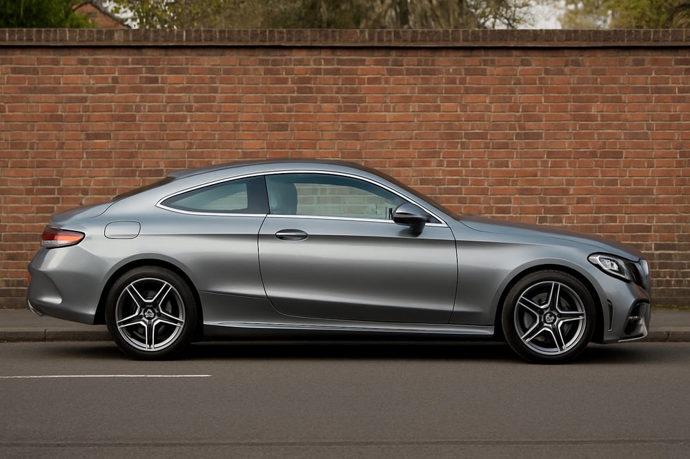 Mercedes C Class coupe UK side view