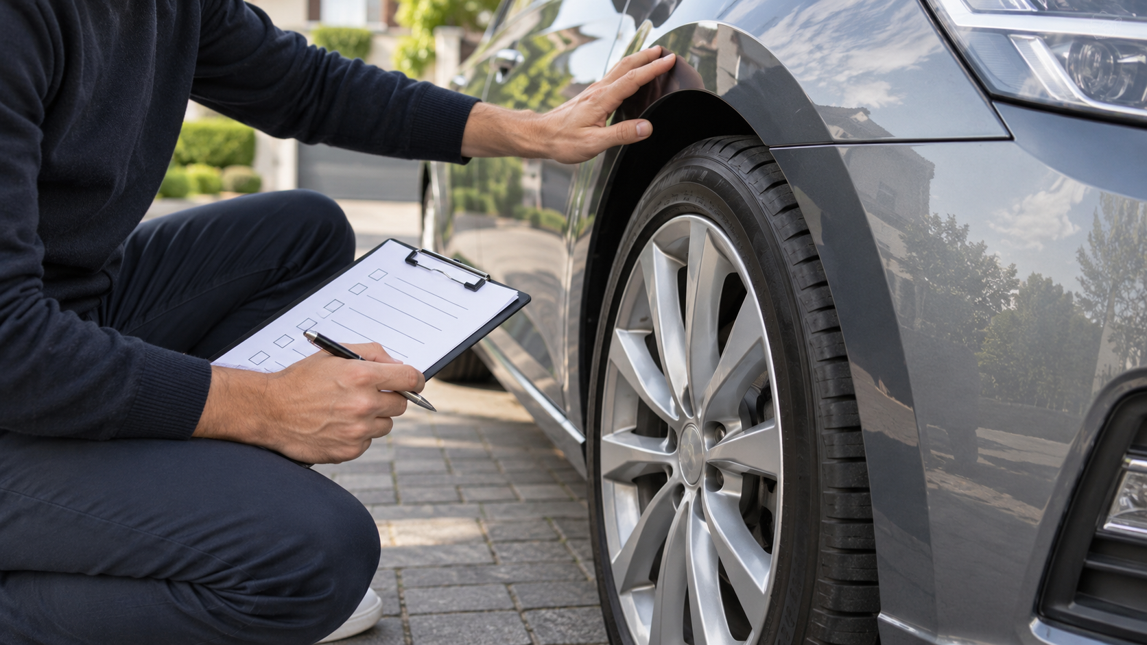 Inspecting a Pristine Alloy Wheel